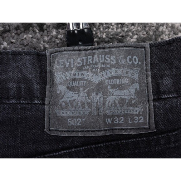 Levis 502 Jeans Mens 32x32 Actual 33x31 Black Tapered Fit Stretch Denim Preppy - Picture 15 of 15